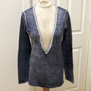 EUC- Gap (PRODUCT) RED - Ltd Edition Distressed Navy Blue Deep V-Neck Sweater- M